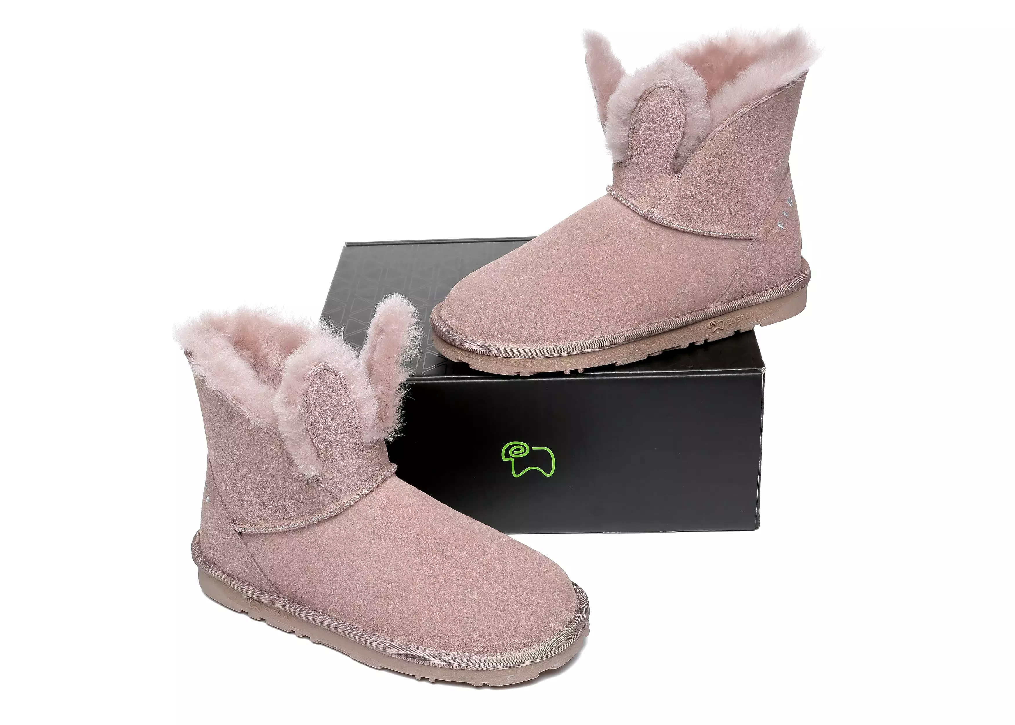 EVERAU Sheepskin Bunny Boots Women Lopunny