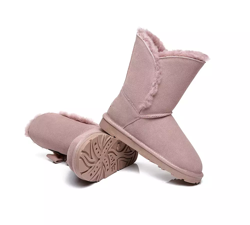 EVERAU Sheepskin Double Bow Boots Women Eira