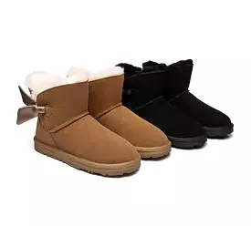 EVERAU Sheepskin Single Bow Boots Women Ember