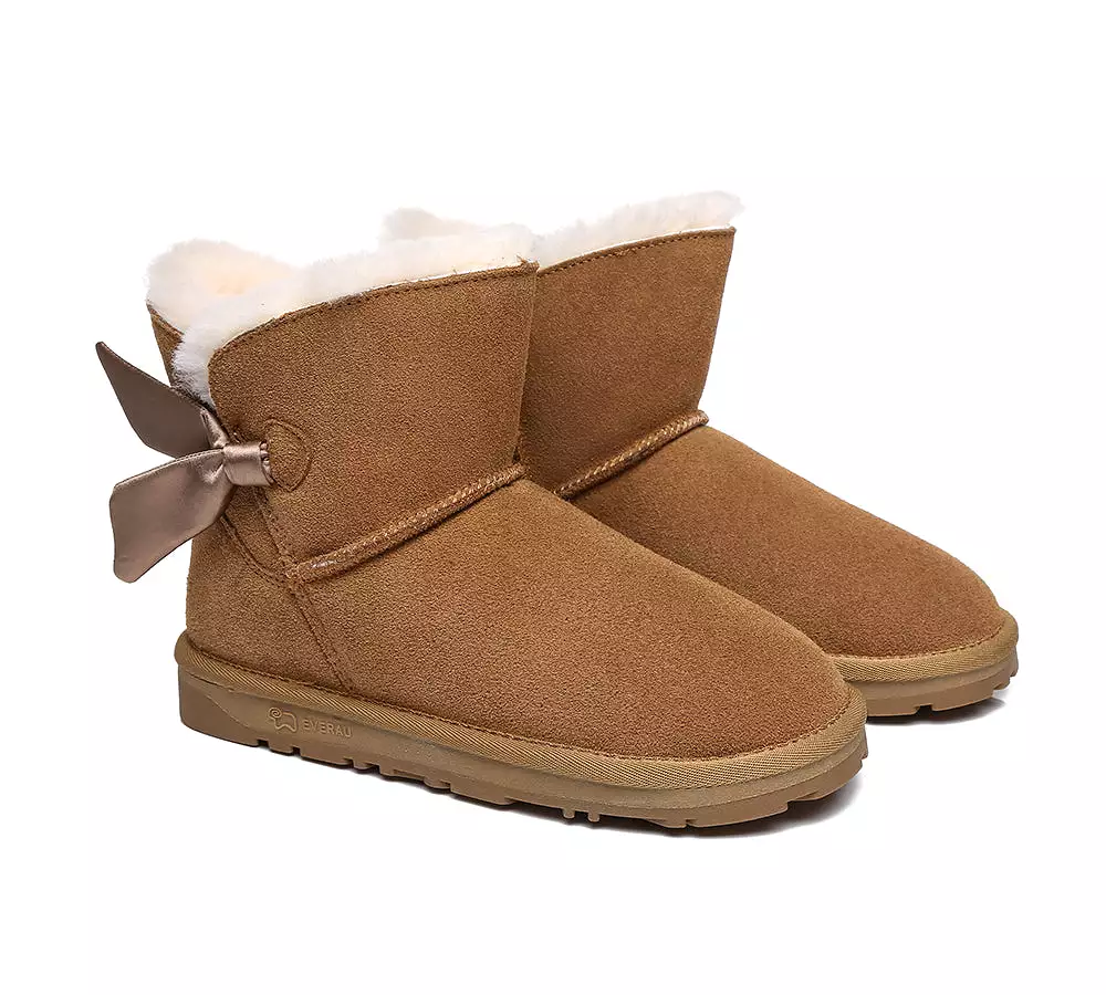 EVERAU Sheepskin Single Bow Boots Women Ember