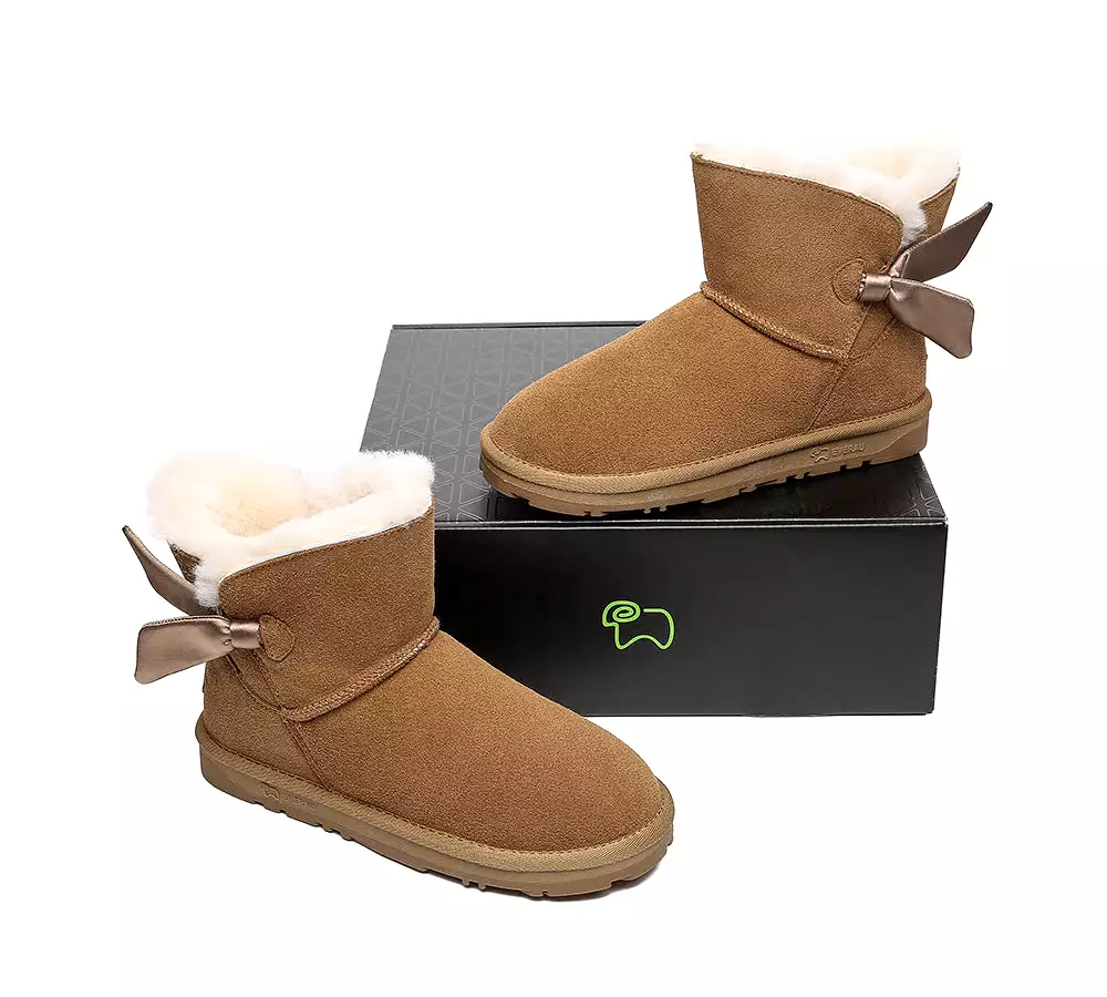 EVERAU Sheepskin Single Bow Boots Women Ember