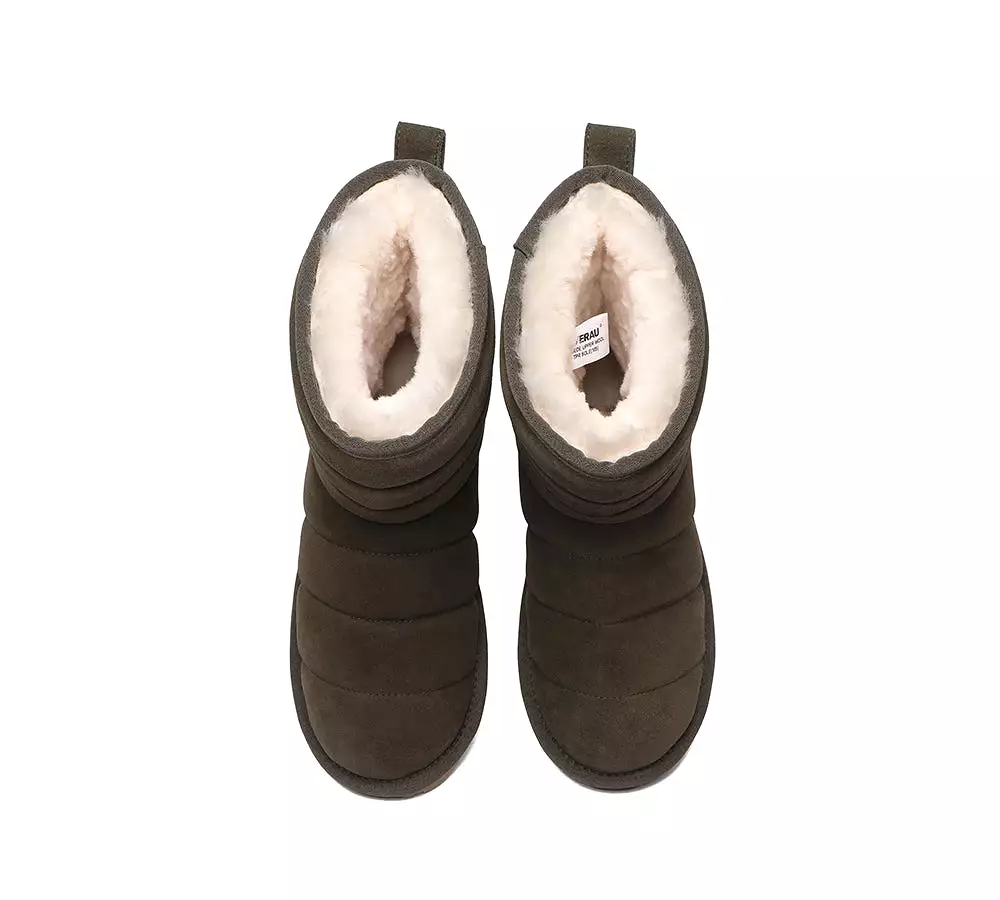 EVERAU Short Sheepskin Boots Women Puffer