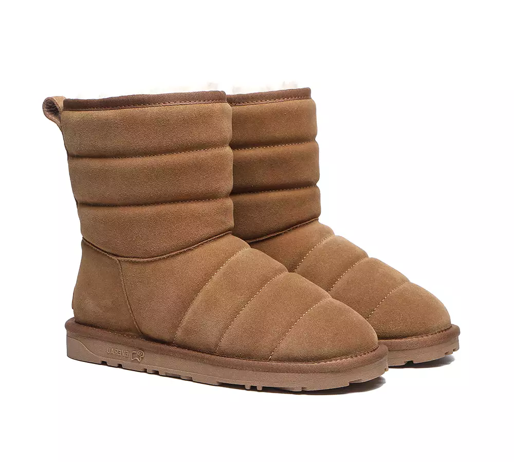 EVERAU Short Sheepskin Boots Women Puffer