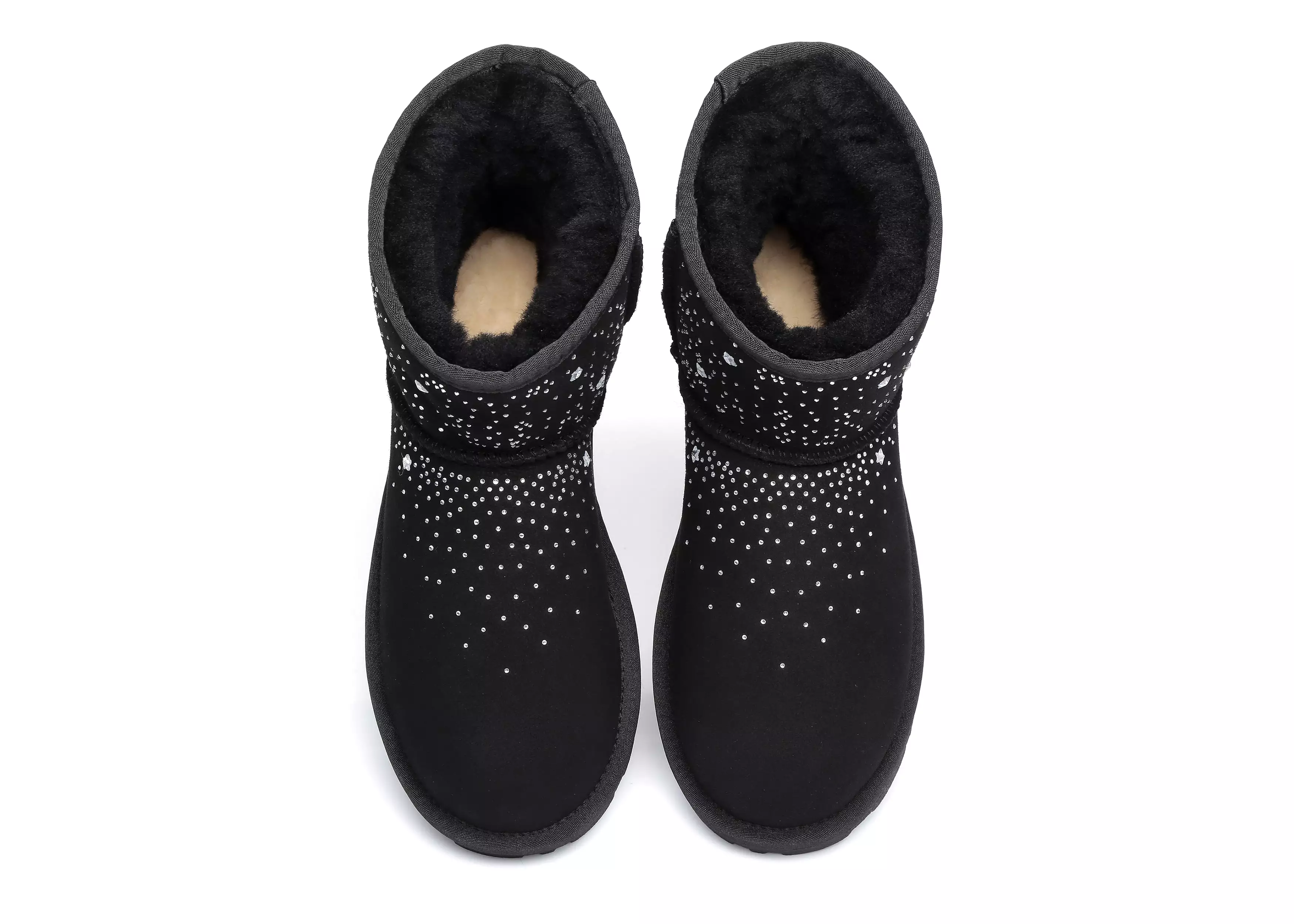 EVERAU Stud Diamond Mini Sheepskin Boots Women Mercury