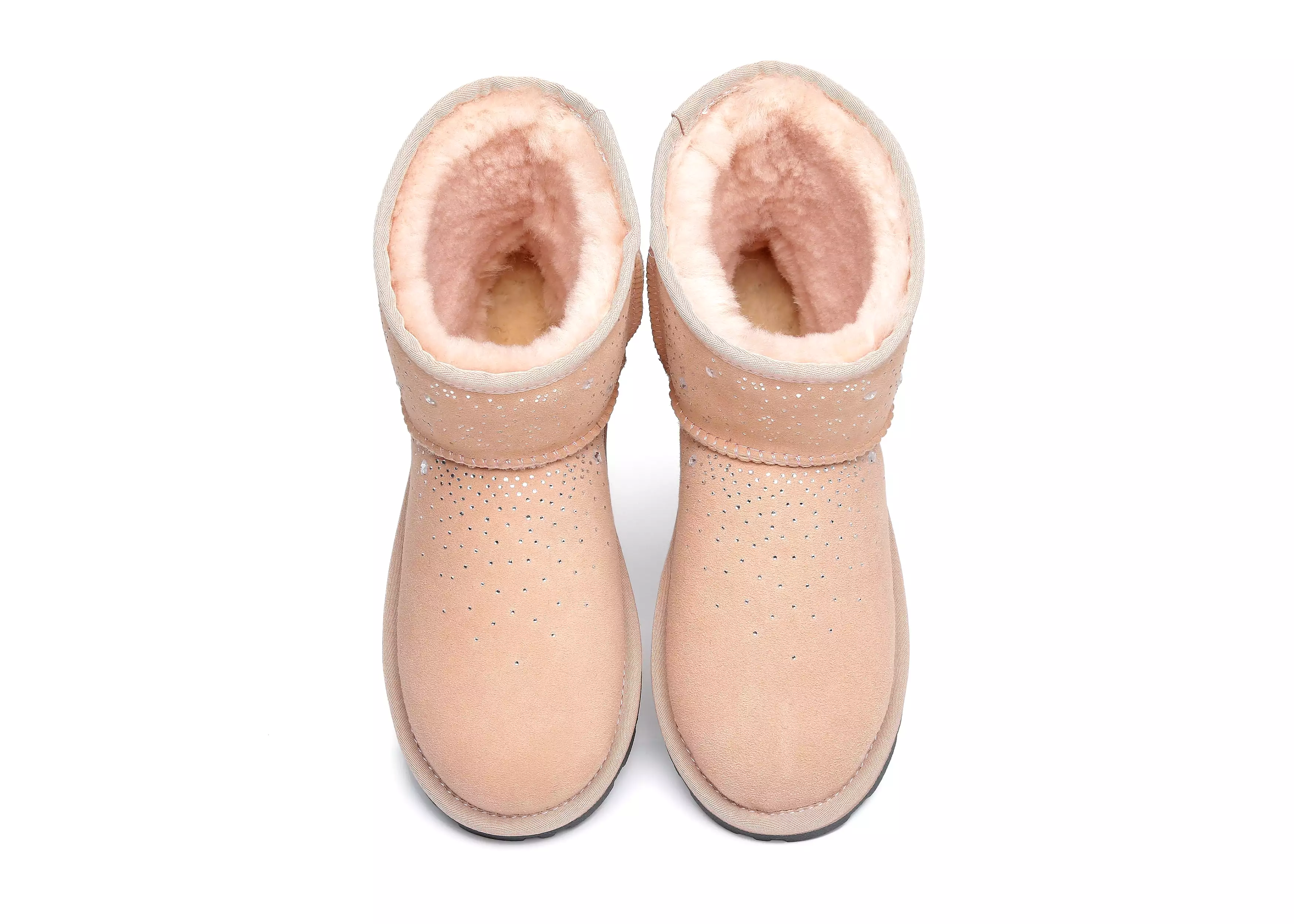 EVERAU Stud Diamond Mini Sheepskin Boots Women Mercury