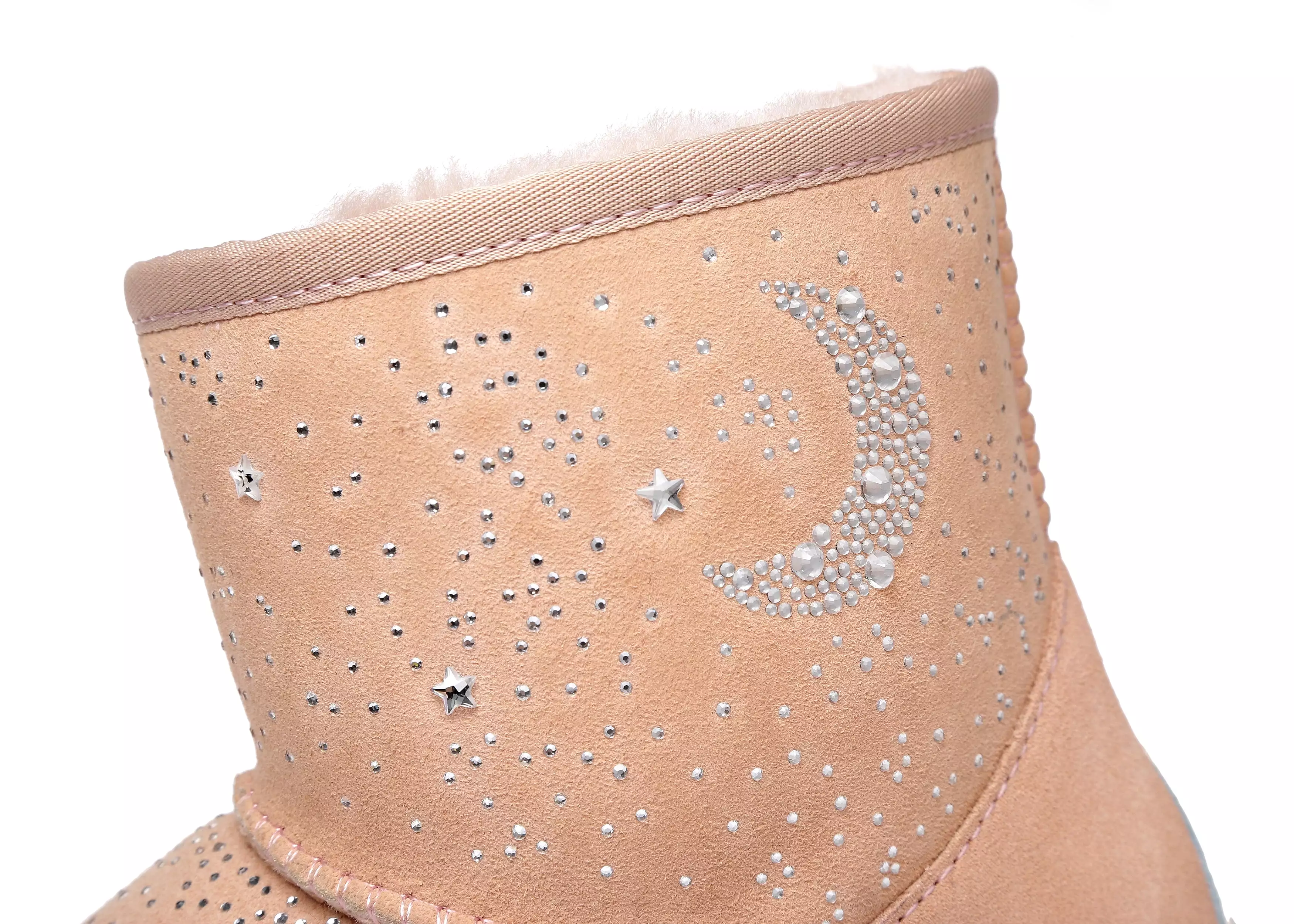 EVERAU Stud Diamond Mini Sheepskin Boots Women Mercury