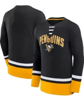 Fanatics Men's NHL Fanatics Pittsburgh Penguins Back Pass Lace-Up Long Sleeve T-Shirt