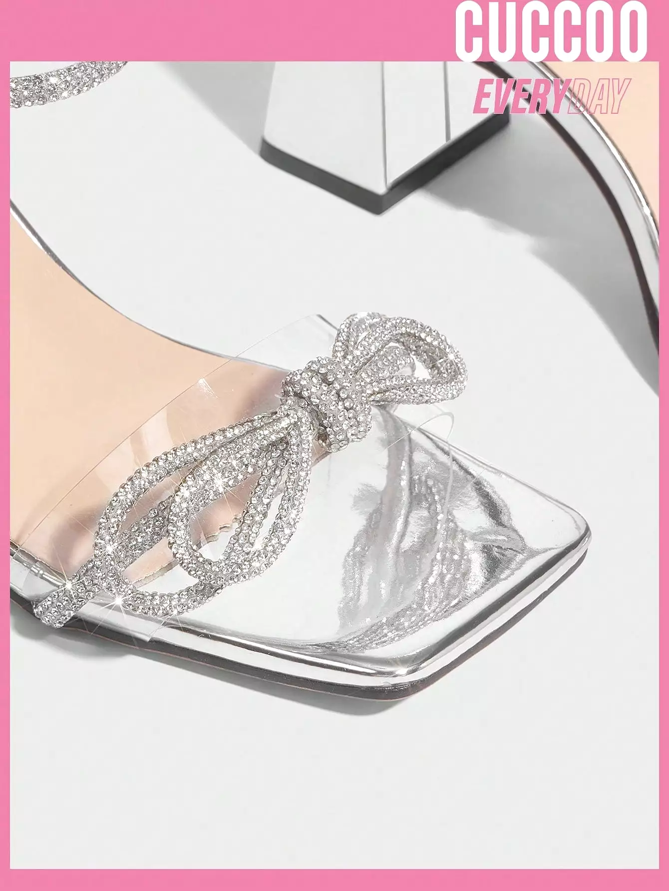 Fashionable Silver Metallic Butterfly & Rhinestone Decor High Heel Sandals For Women For Spring And Summer