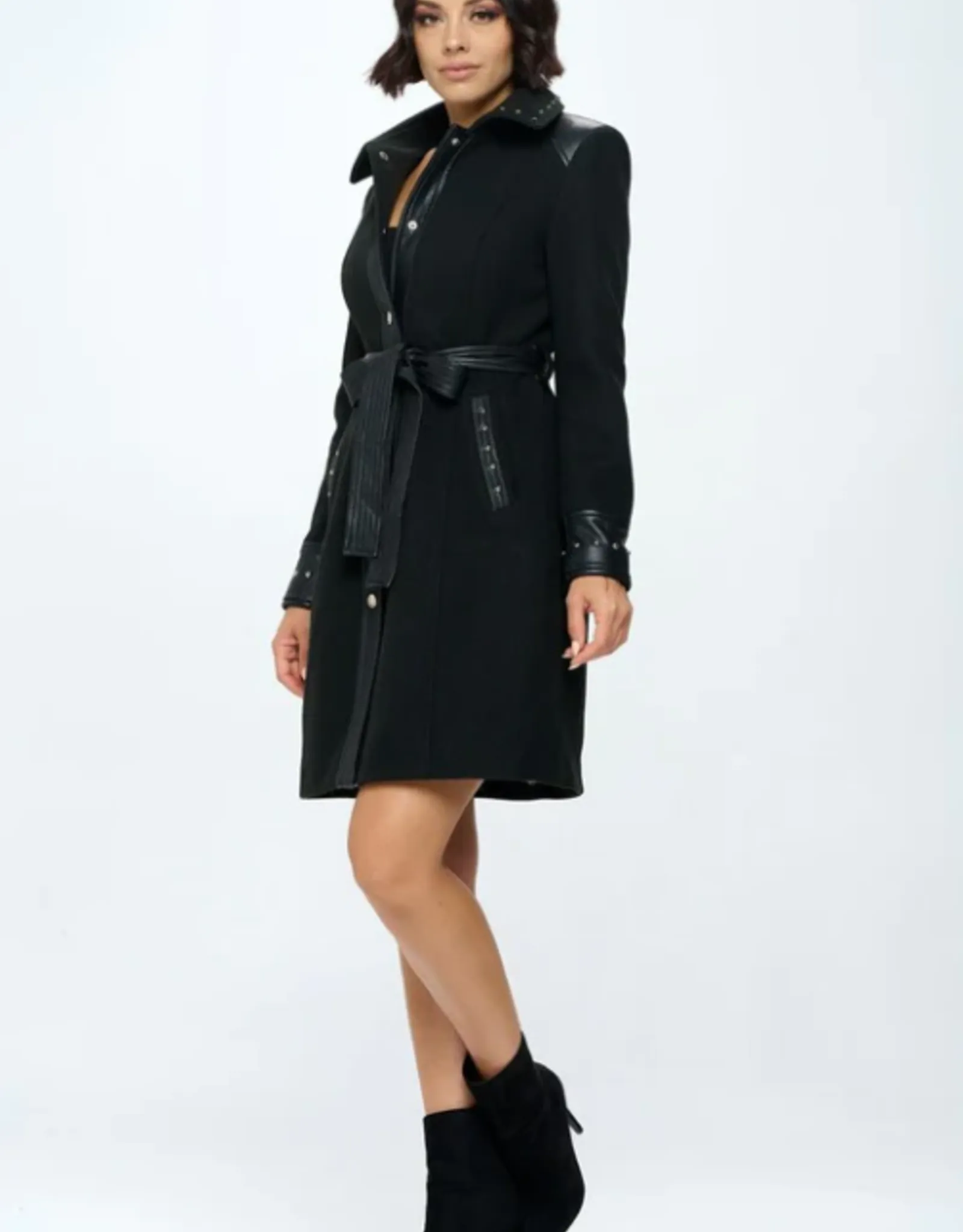   Faux Wool Studded Coat