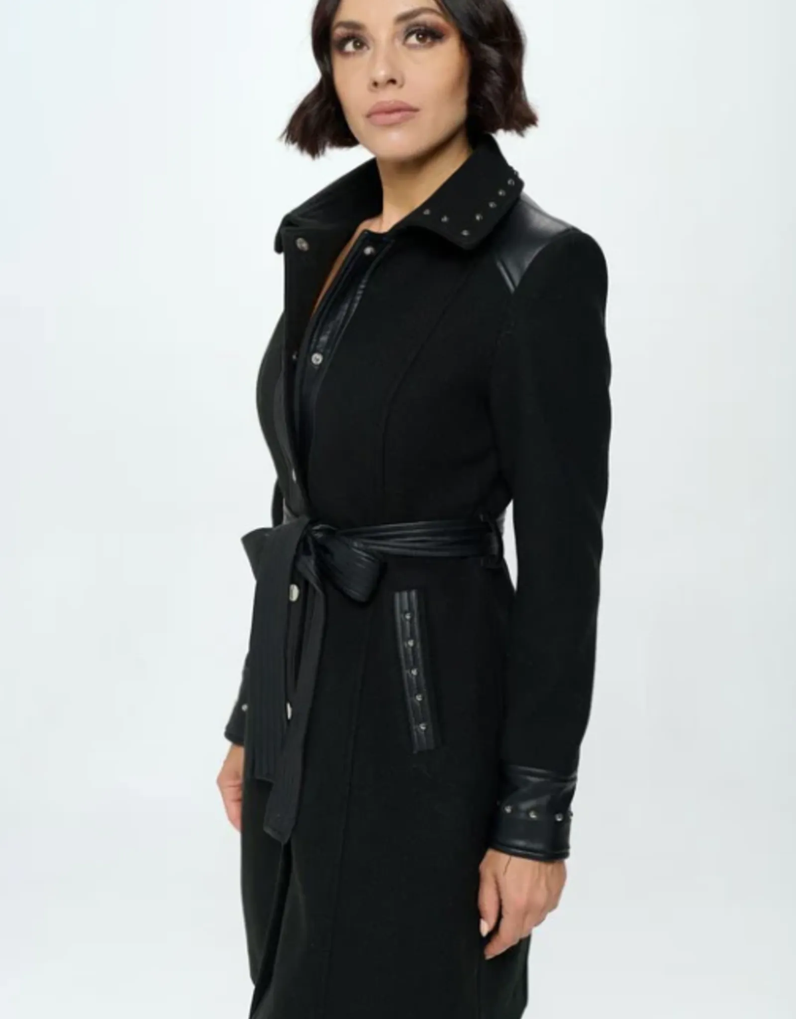   Faux Wool Studded Coat