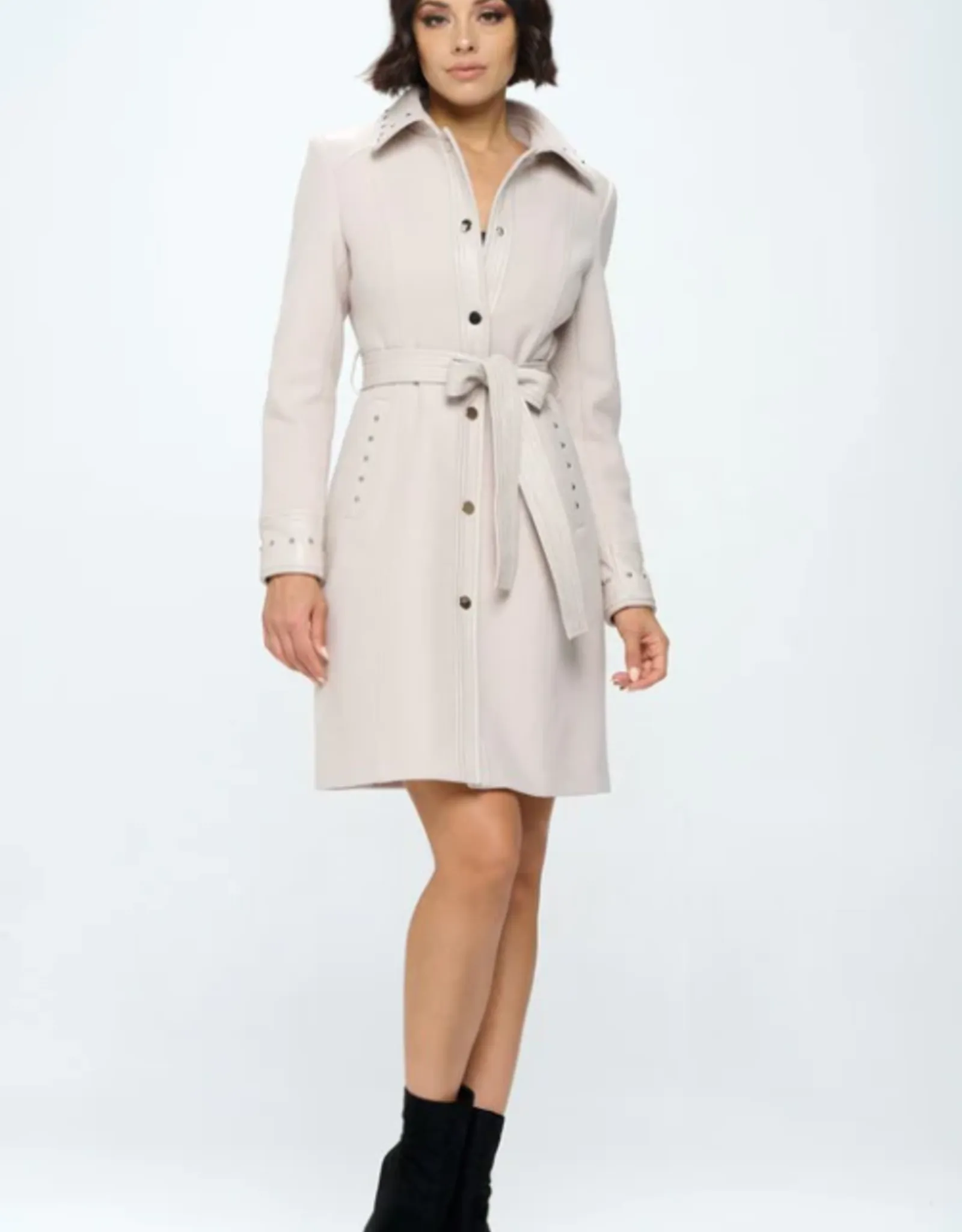   Faux Wool Studded Coat