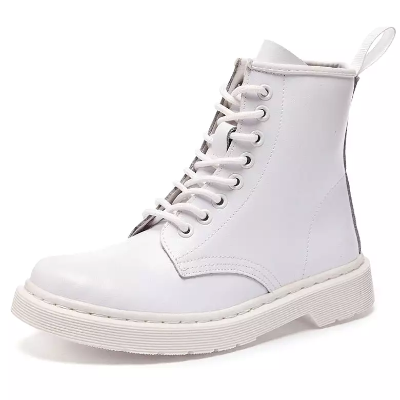 Genuine Leather Boots Women White Ankle Boots Motorcycle Boots Female Autumn Winter Shoes Woman Punk Botas Mujer 2021 Spring