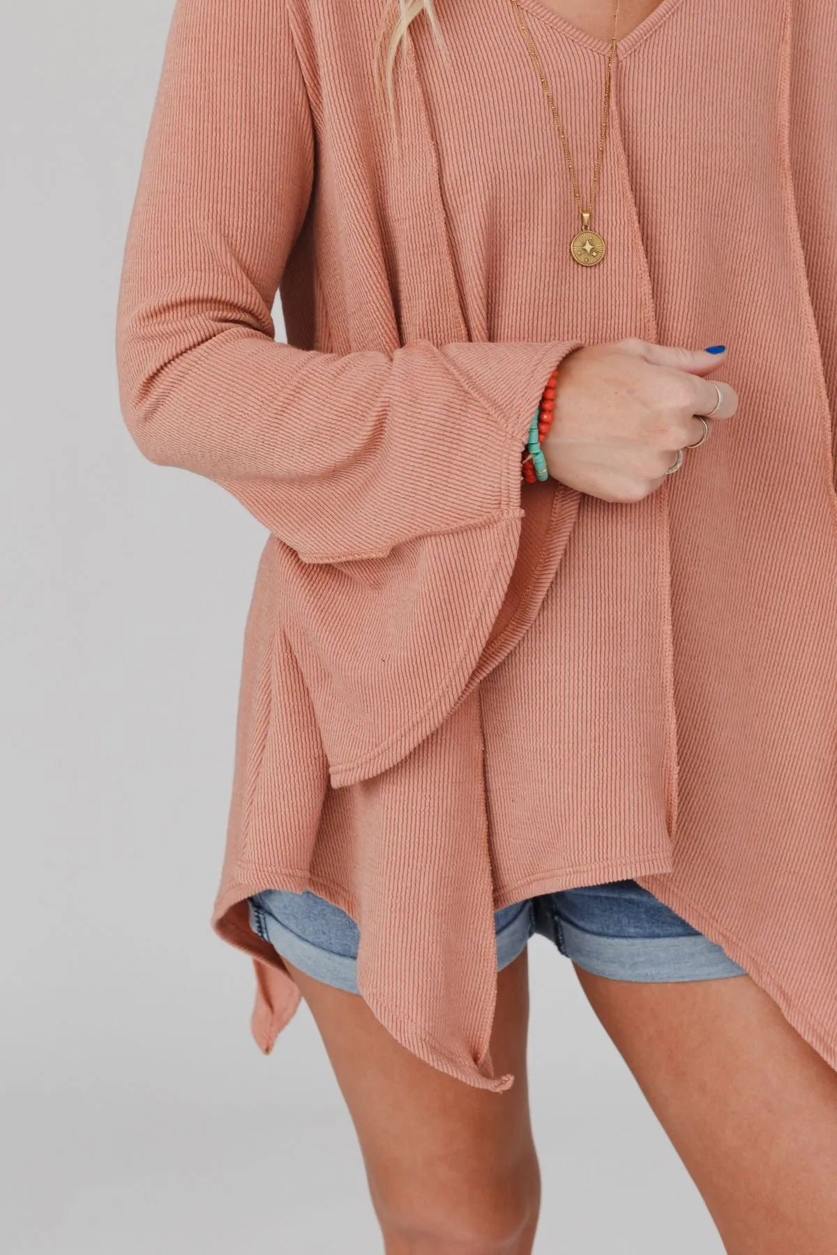 Golden Hour Long Bell Sleeve Top - Sepia