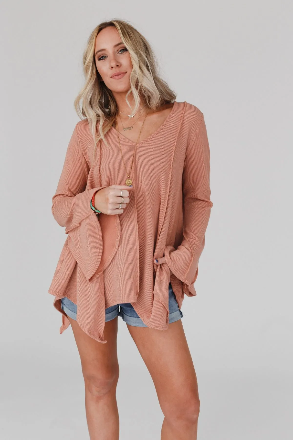 Golden Hour Long Bell Sleeve Top - Sepia