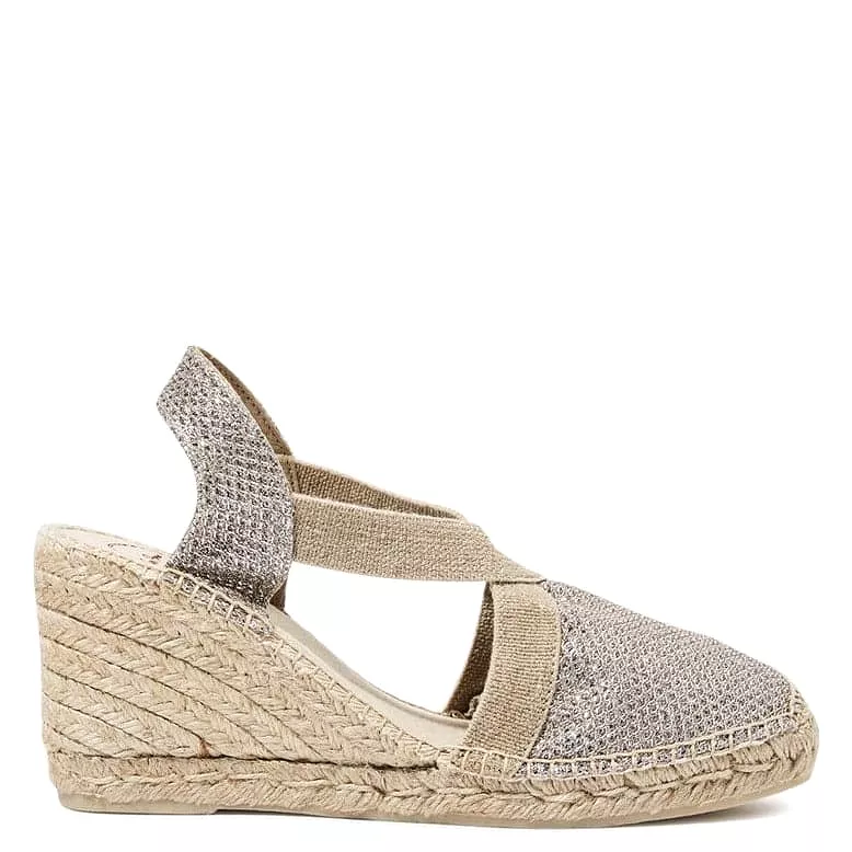 High Heel Metallic Cotton Blend Wedge Espadrille for Women - Triton-7