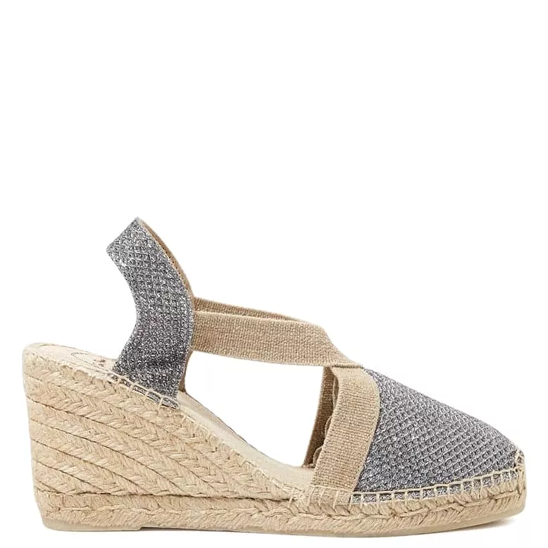 High Heel Metallic Cotton Blend Wedge Espadrille for Women - Triton-7