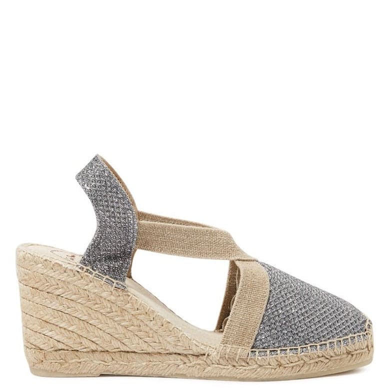 High Heel Metallic Cotton Blend Wedge Espadrille for Women - Triton-7