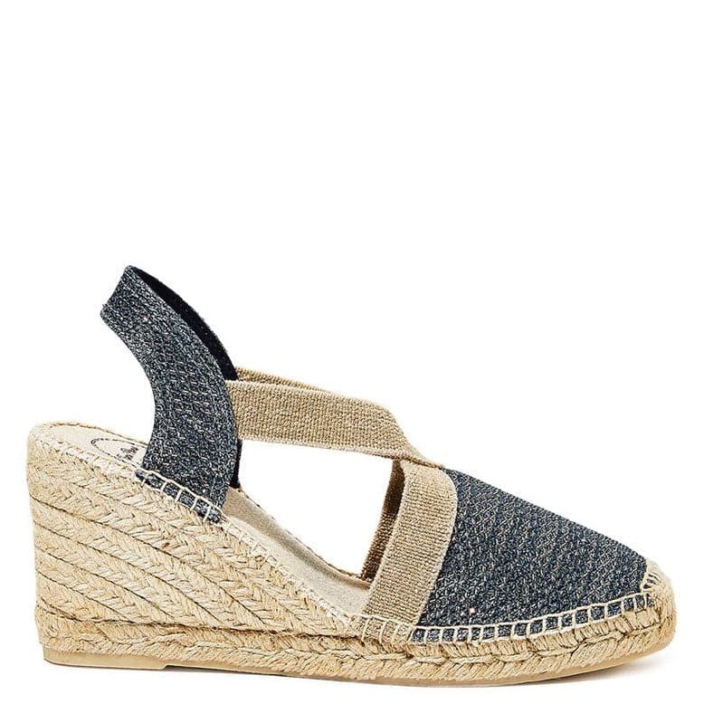 High Heel Metallic Cotton Blend Wedge Espadrille for Women - Triton-7