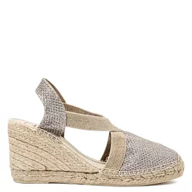 High Heel Metallic Cotton Blend Wedge Espadrille for Women - Triton-7