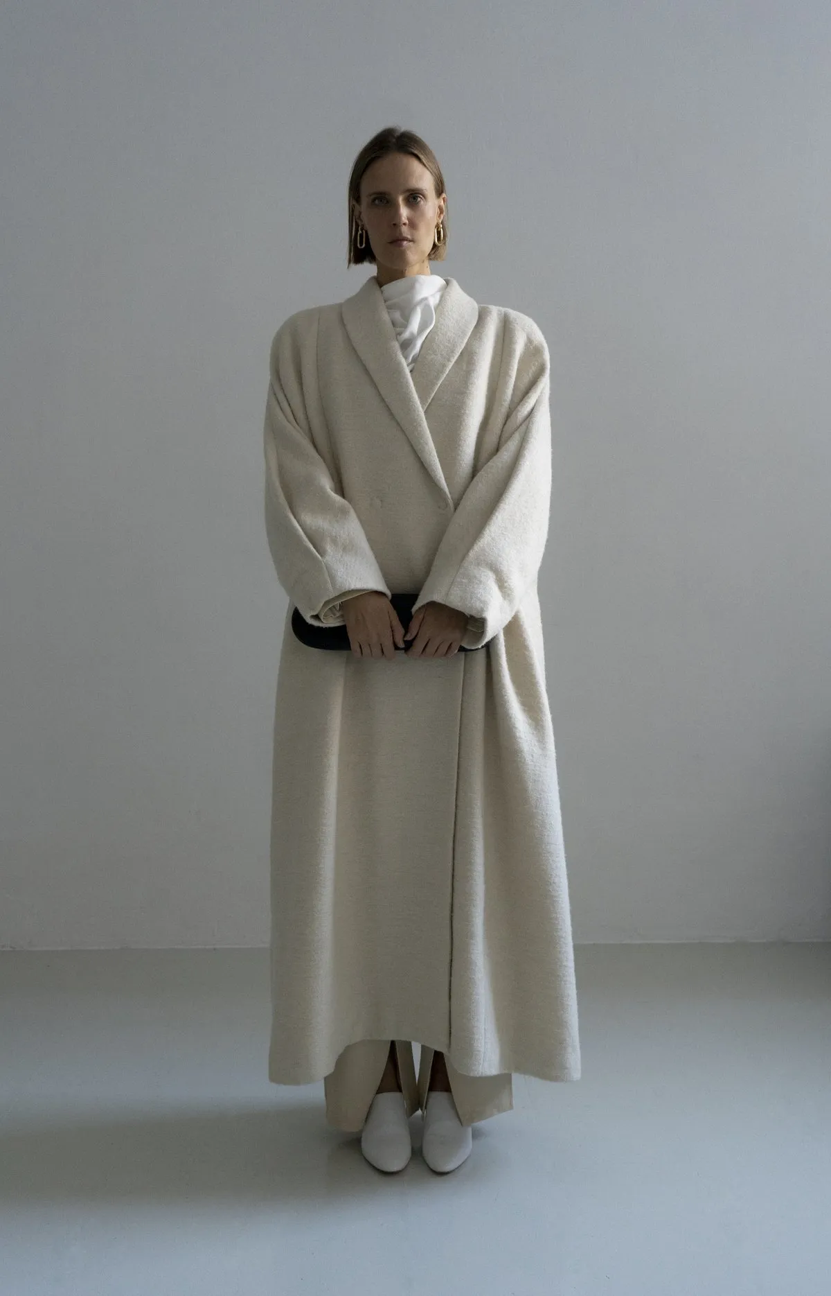 KOSIV HEMP WOOL OVERSIZE COAT - CREAM 