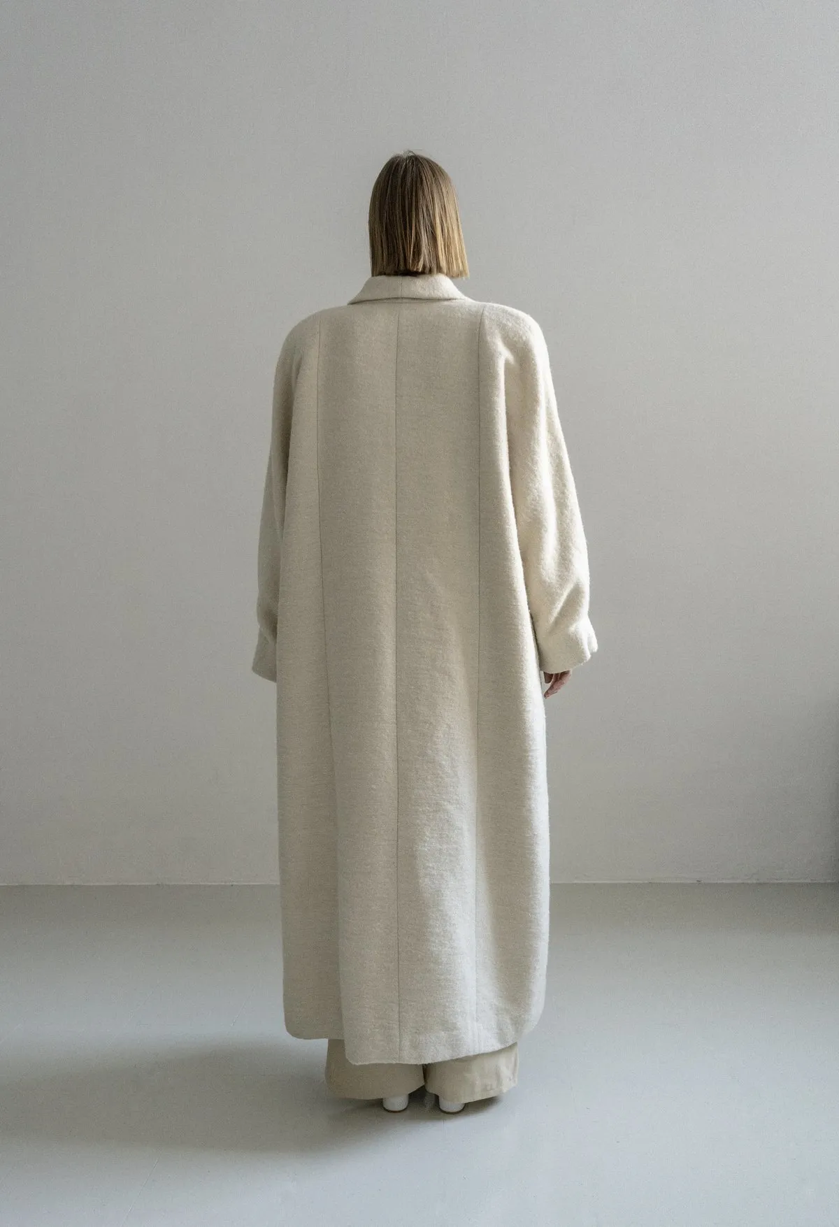 KOSIV HEMP WOOL OVERSIZE COAT - CREAM 