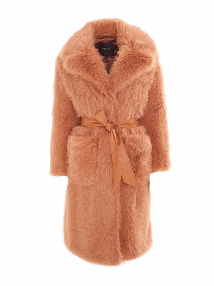 		Lily  Apricot Faux Fur Coat	