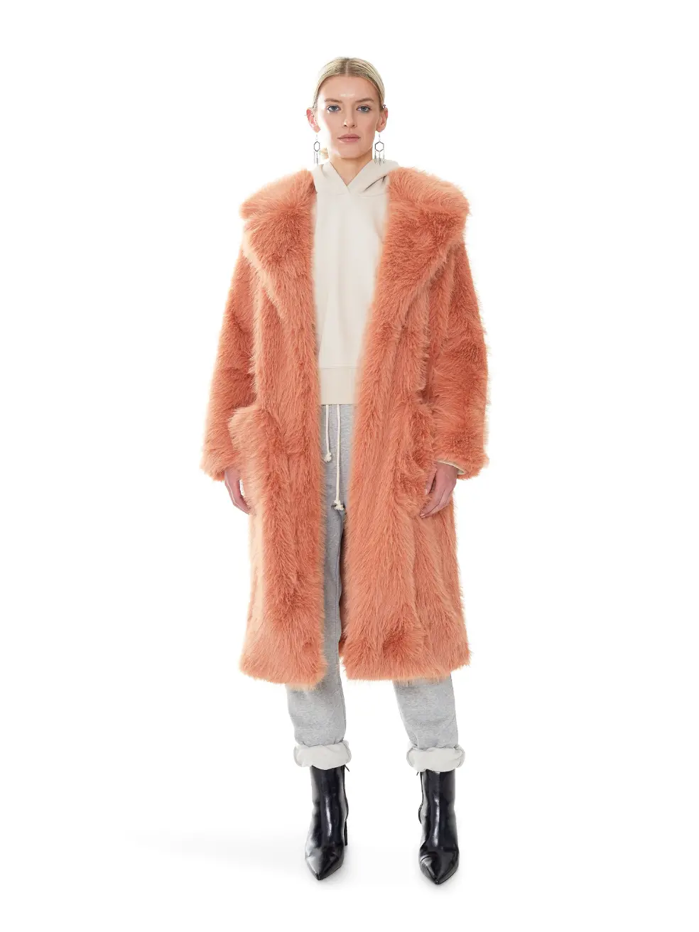 		Lily  Apricot Faux Fur Coat	