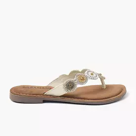 Luna Leren Dames Slippers Off-White