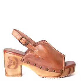 Marie Women's Leather Wooden Heeled Clog