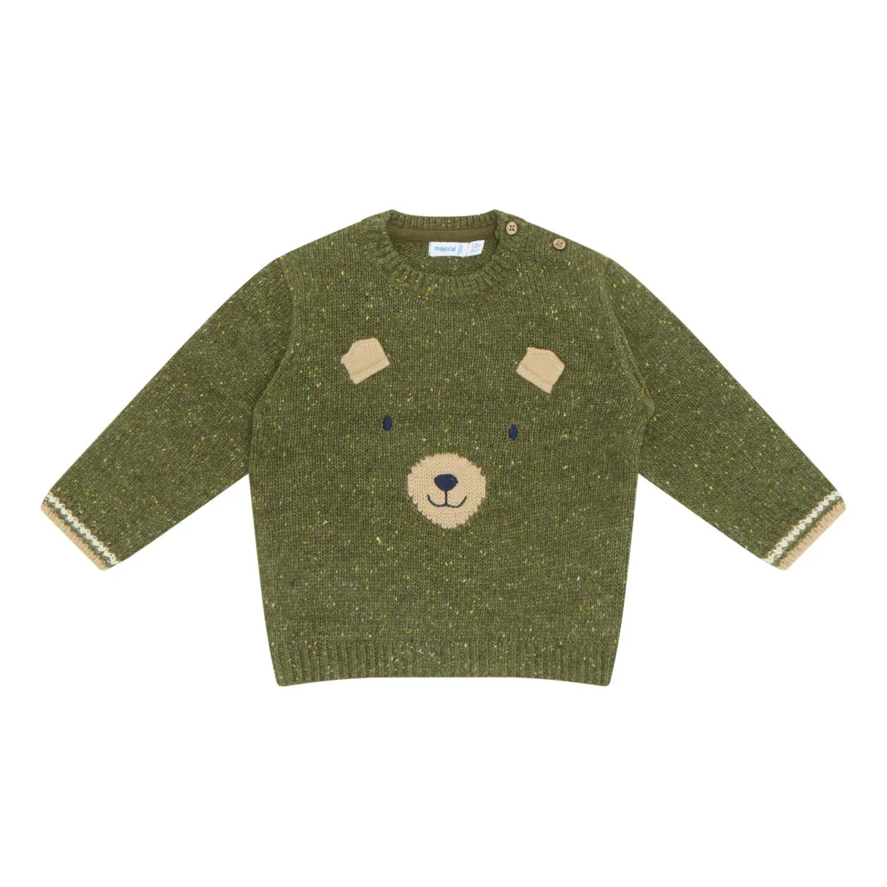 MAYORAL Bear Flecked Knit Sweater - Forest Mix