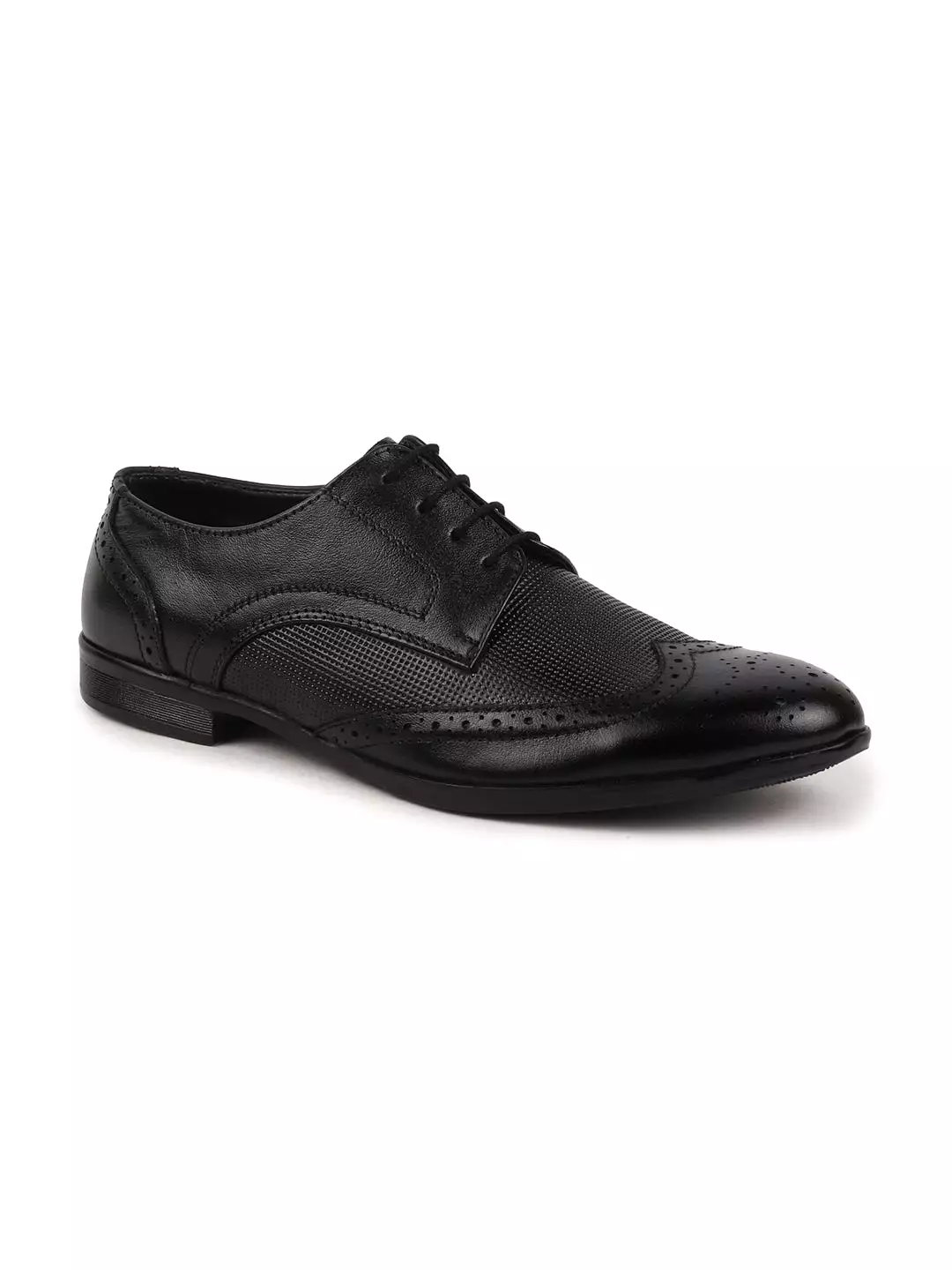 Men Black Formal Office Party Genuine Leather Lace Up Brogue Shoes