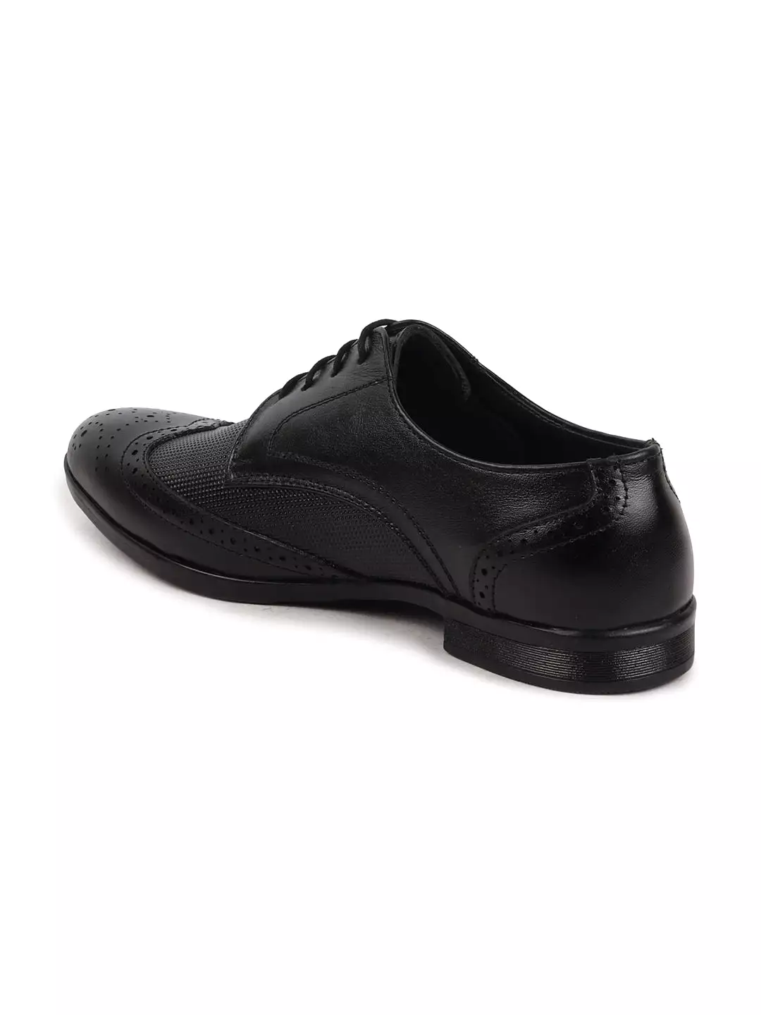 Men Black Formal Office Party Genuine Leather Lace Up Brogue Shoes