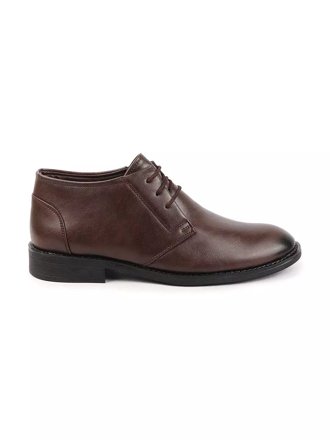 Men Brown Classic Trendy Mid Ankle Lace Up Chukka Boot With TPR Welted Sole