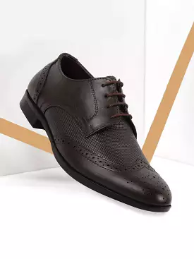 Men Brown Formal Office Party Genuine Leather Lace Up Brogue Shoes