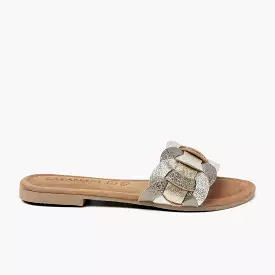 Mona Leren Dames Slippers Pewter