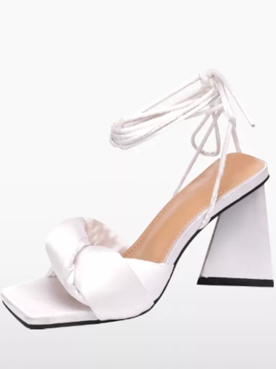 Open Square Toe Sandals Ankle Heel