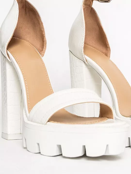 Open Toe Platform White High Heels