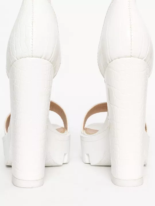 Open Toe Platform White High Heels