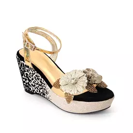 Patchwork Floral Wedge Sandals