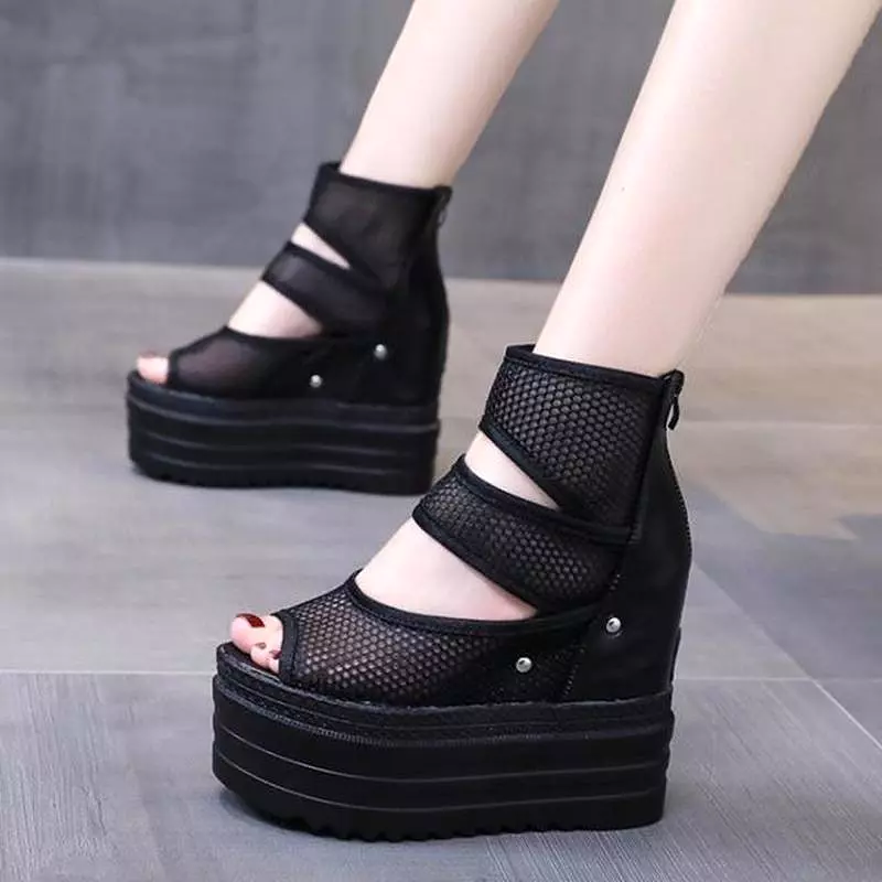 Peep Toe Ankle Wedge Shoes