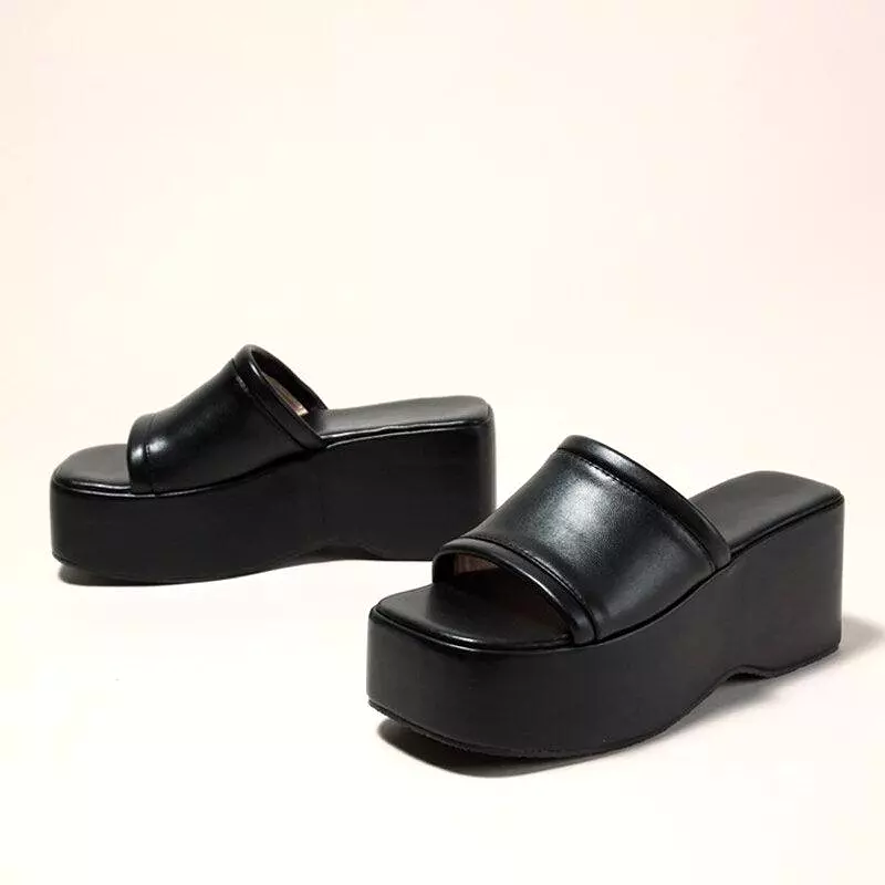 Peep Toe Block Wedge Sandals