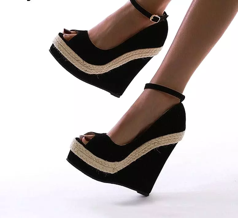 Peep Toe Heels Wedge Sandals