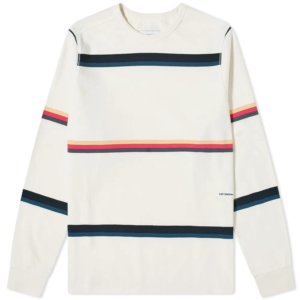 POP Trading Company Long Sleeve Striped TeeOff White