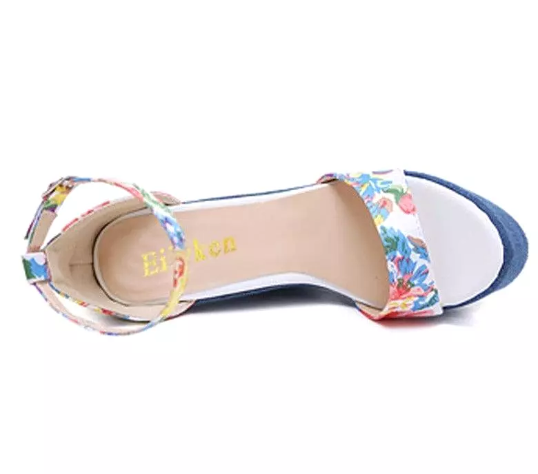 Printed Wedge Sandal Shoes