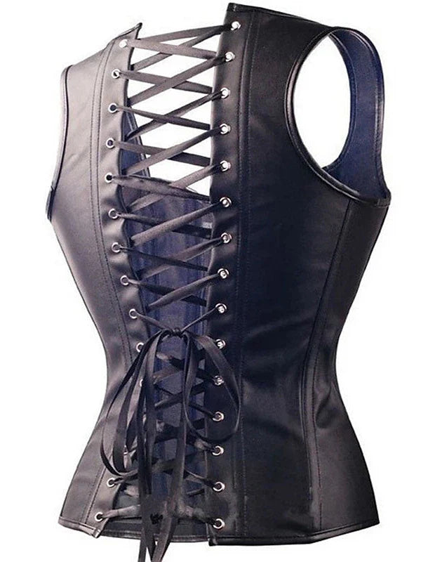 Seductive Black Lace-Up Corset for Stylish Halloween and Evening Affairs