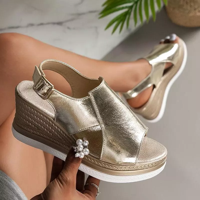 Shinny Wedge Sandal Shoes