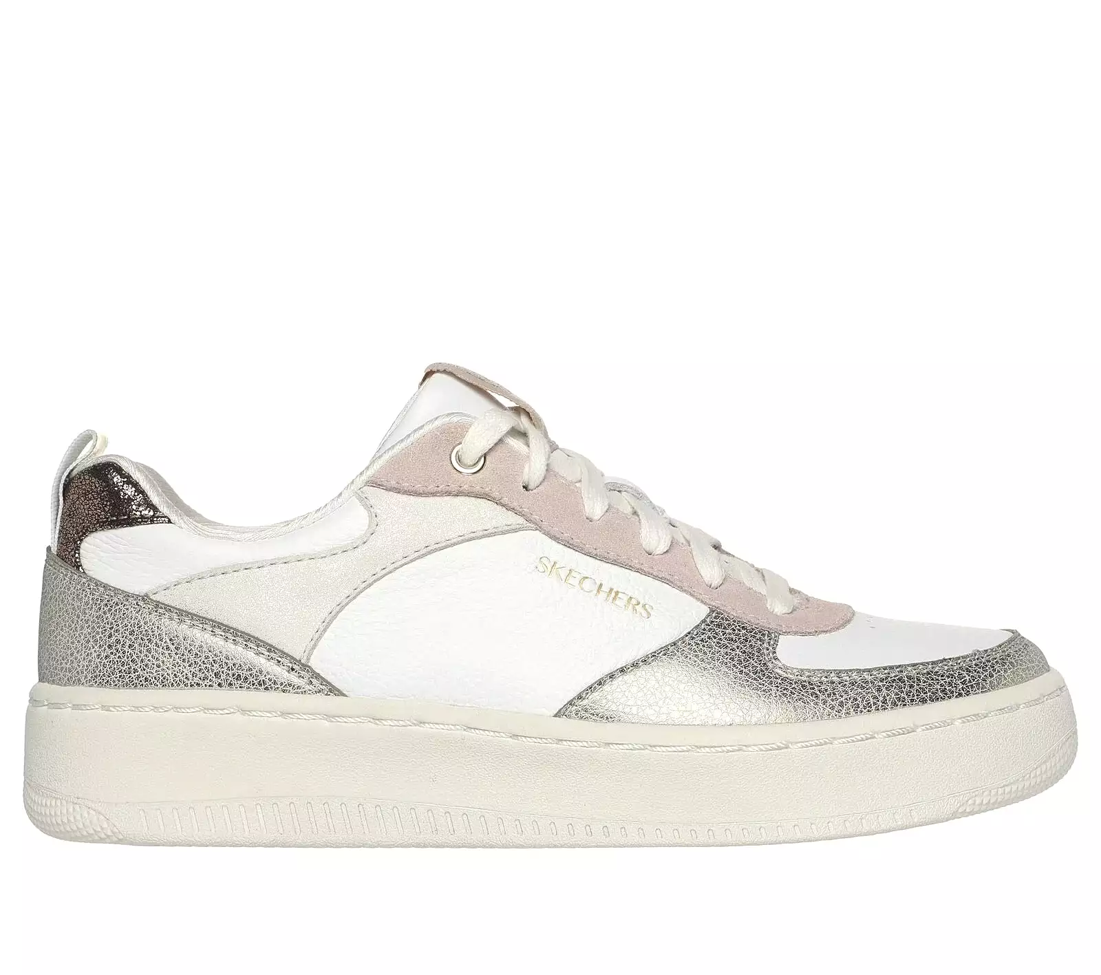 'Skechers' Women's Sport Court 92-Sheer Shine - White / Pink / Gold