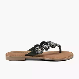 Soe Leren Dames Slippers Black