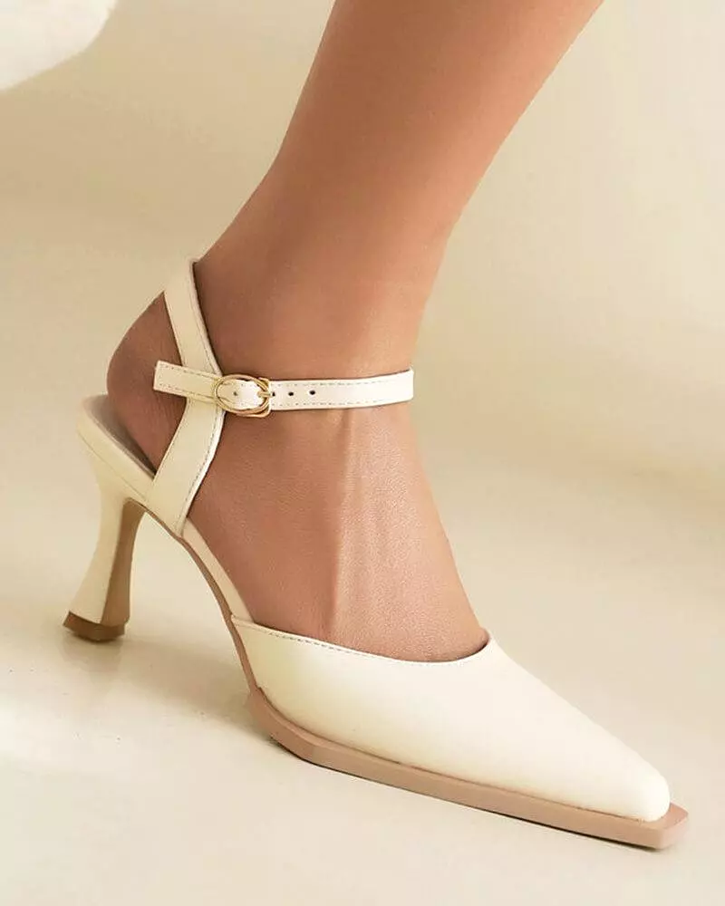 Square Toe Adjusting Buckle Heels