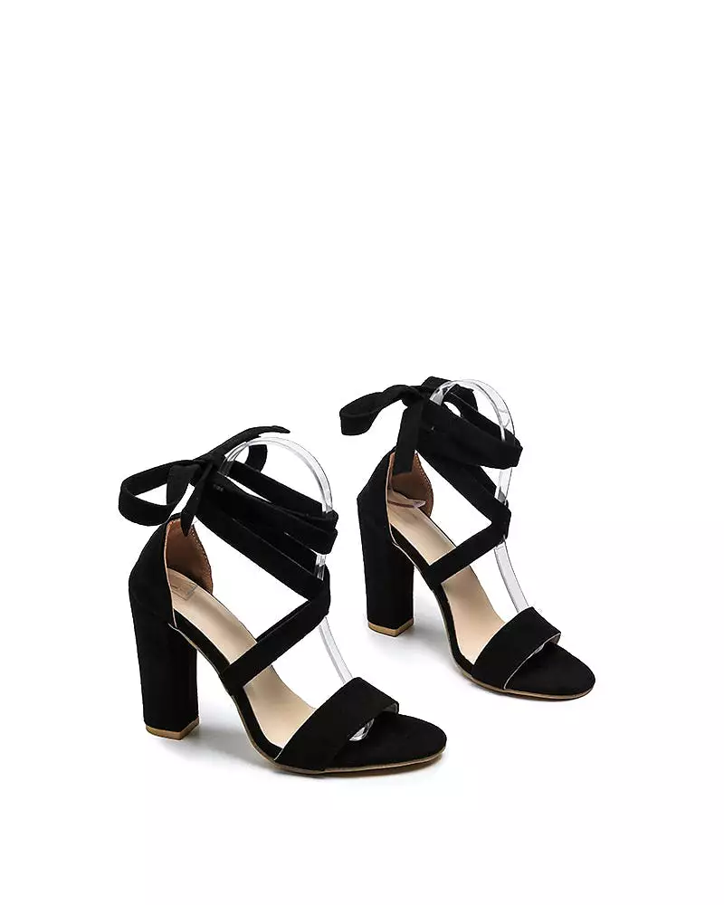 Strappy Chunky Block Ankle High Heel Sandals